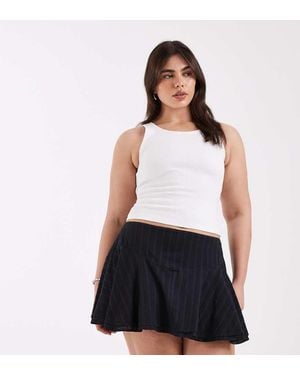 ASOS Asos Design Curve Textured Drop Waist Lace Insert Mini Skirt - White