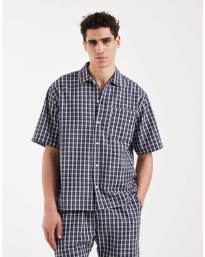 Redefined Rebel Rowdy - chemise d'ensemble oversize à manches courtes et carreaux - Bleu