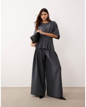 ARRANGE Pleat Waist Tailored Wide Leg Trouser Co-ord - Black