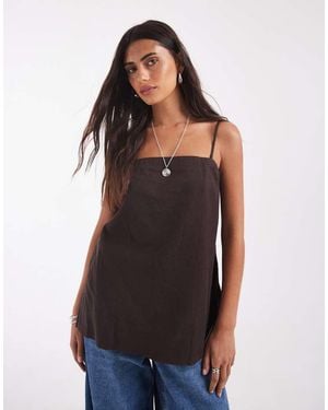 Gap Co-Ord Long Hem Cami Linen Mix Top - Black