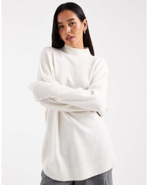 Vero Moda Oversized Funnel Neck Sweater - White
