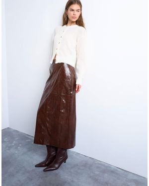 TOPSHOP Faux Leather High Shine Midi Skirt - White