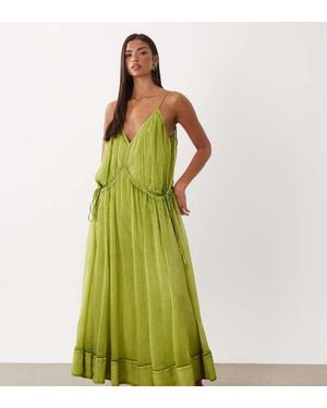ASOS Smock Cami Maxi Dress With Tie Side Detail - Green