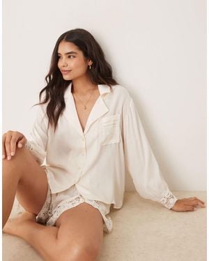Free People – midnight muse – pyjama-hemd aus satin - Natur
