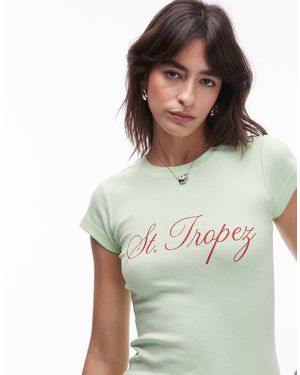 TOPSHOP Jersey St Tropez Graphic Every Day Tee - Green