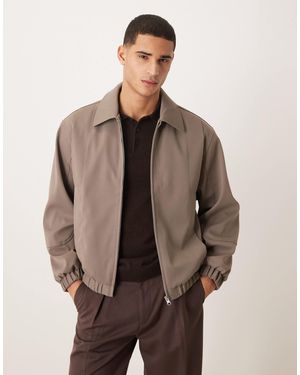 ASOS Relaxed Smart Harrington Jacket - Natural