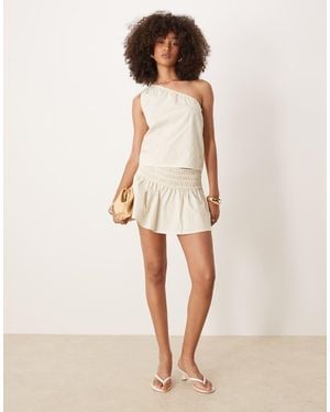 Motel Nelesi Candy Stripe Co-Ord Mini Skirt - Natural