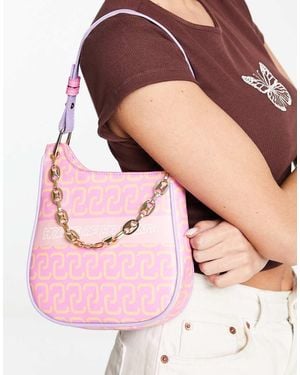 House of Holland All Over Logo Chain Detail Shoulder Bag - Pink