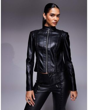 I.AM.GIA Chaqueta Negra Entallada Con Cremallera De Tejido Efecto Cuero Kendrix De - Gris