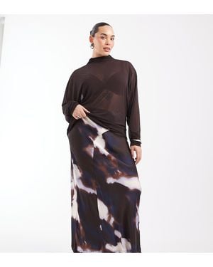 Vero Moda Asymmetric Waist Satin Maxi Skirt - Brown