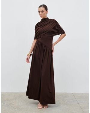 Pretty Lavish Olivia Jersey Dropped Shoulder Tie Drape Detail Mini Dress - Natural