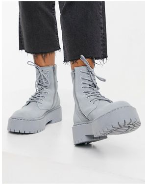 Steve Madden Skylar Chunky Lace Up Boots - Grey