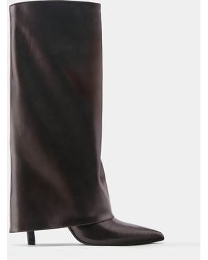 Pull&Bear Heeled Footed leggings Boots - Black