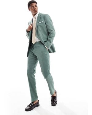 SELECTED Linen Mix Slim Fit Suit Pants - Green