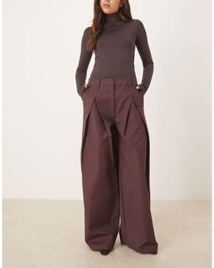 ASOS Broek Met Lage Taille En Diepe Plooien - Paars