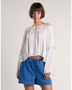 Glamorous Ruffle Blouse - Blue
