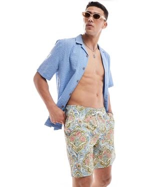 Hollister 7inch Mosaic Print Swim Shorts - Blue