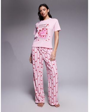 Threadbare Valentine Pyjama Set With Vintage Cake Print - Pink