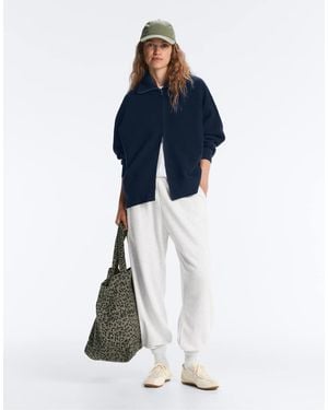 Oysho High Neck Knit Jacket - Blue