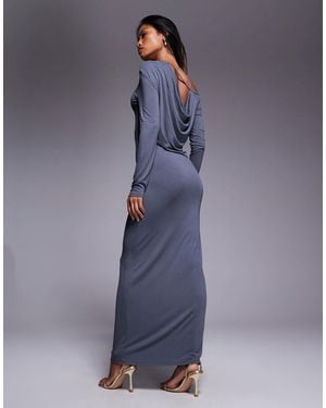 ASOS Cowl Open Back Maxi Dress - Blue