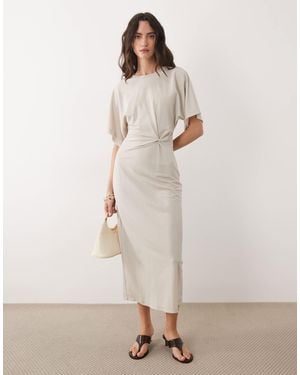 Mango T-Shirt Dress With Twist Detail - Natural