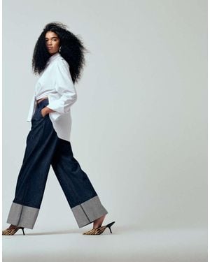ASOS Iconic Tailored Wide Leg Cuffed Jeans - Blue