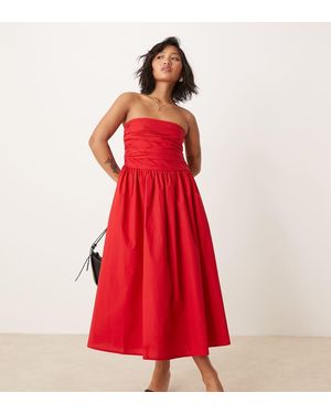 Nobody's Child Petite Felicity Bandeau Drop Waist Midi Dress - Red