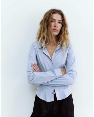 Pull&Bear Fitted Shirt With Pleats - White