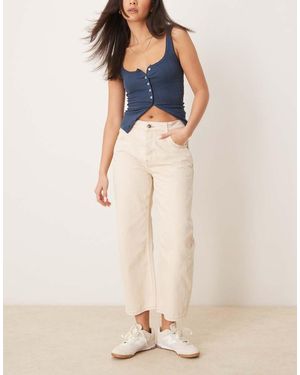 Free People Vaqueros Boyfriend Color Crudo De Talle Bajo Deep Trance De -Blanco - Neutro