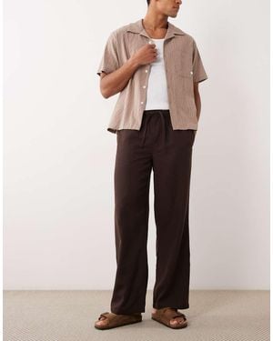 New Look Co-Ord Wide Leg Linen Look Trousers - Natural