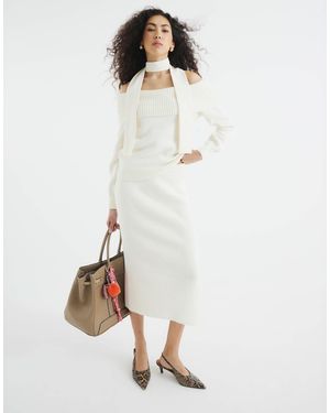 River Island Knitted Maxi Skirt - White