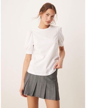 Aware T-Shirt With Puff Sleeves - White