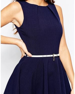Closet Closet Skater Dress With Belt - Navy - Blue