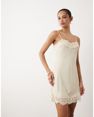 Cotton On Estelle Asymmetric Slip Mini Dress - Natural