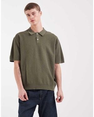 Redefined Rebel Izan Boxy Fit Short Sleeve Knit Polo - Green