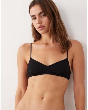 Cotton On Bralette De Media Copa De Punto Liso - Negro