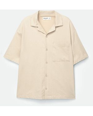 Pull&Bear Short Sleeve Seersucker Shirt - Natural