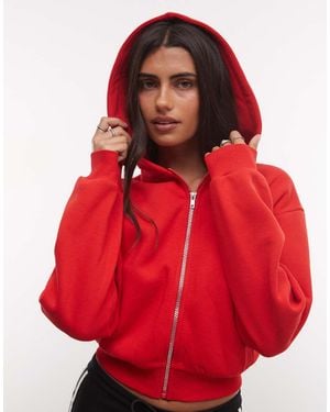 Collusion Cropped Hoodie Met Rits - Rood