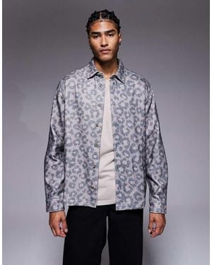 ASOS Sobrecamisa Con Estampado De Leopardo De Franela De - Gris