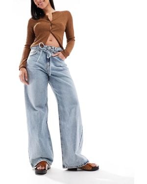 Pull&Bear baggy Jean With Tie Waist Detail - Blue