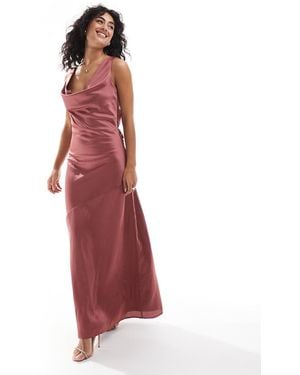 TFNC London Satin Cowl Back Maxi Dress - Red