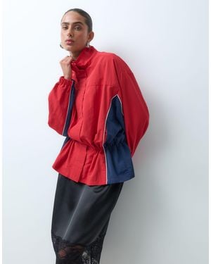 ASOS Cinched Colour Block Cinched Jacket - Red