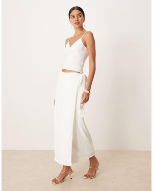Maya Embellished Wrap Midi Skirt - Natural
