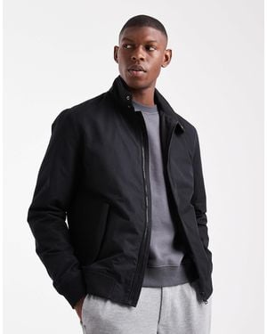 Threadbare Bomber Jacket With Funnel Collar - Black