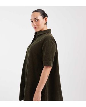ASOS Asos Design Curve Cord Polo Mini Jurk - Zwart