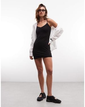 Weekday V Neck Cami Mini Dress - White