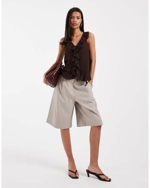 ONLY High Waist Tailored Bermuda Shorts - White