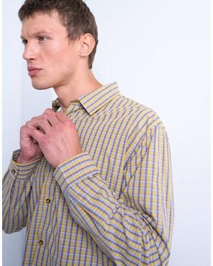 TOPMAN Relaxed Fit Poplin Check Shirt - White