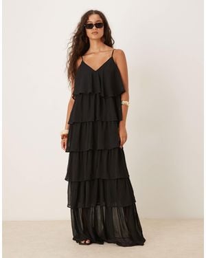 Vila Cami Ruffle Maxi Dress - Black