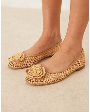 ASOS Lilypad Weave Ballet With Crochet Flower - Natural